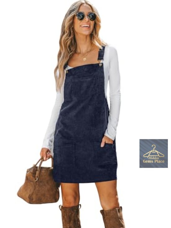 Dresses & Skirts - CUPSHE Corduroy Square Neck Adjustable Strap Overall Mini Dress